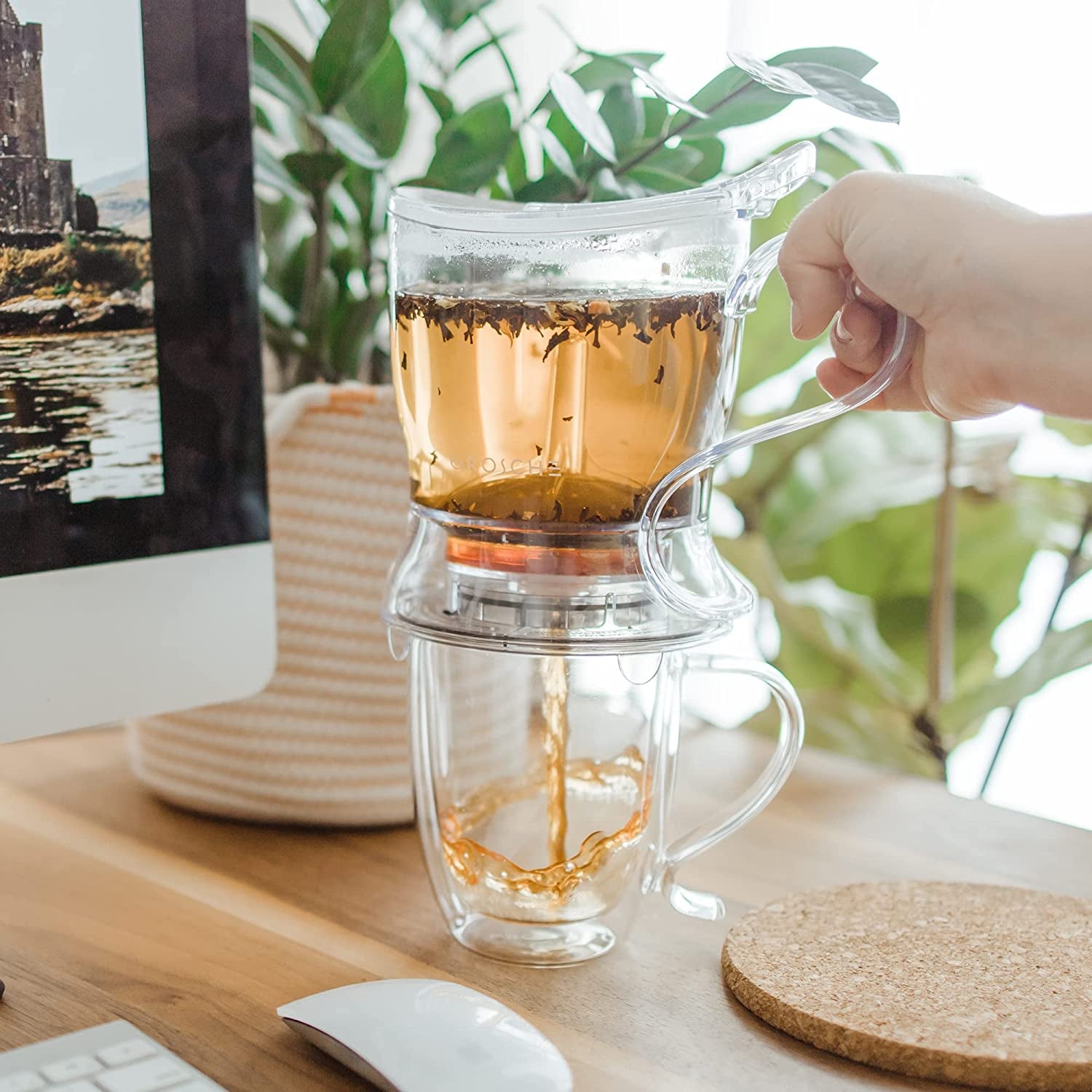 Aberdeen Tea Infuser Teapot & Smart Tea Maker - Bpa-Free, Drip-Free Design | Coaster | Easy Brew | Easy Clean Steeper - Ideal Herbal Tea Gift & Holiday Gifts for Tea Lovers, (17.7 Oz - 525 Ml)