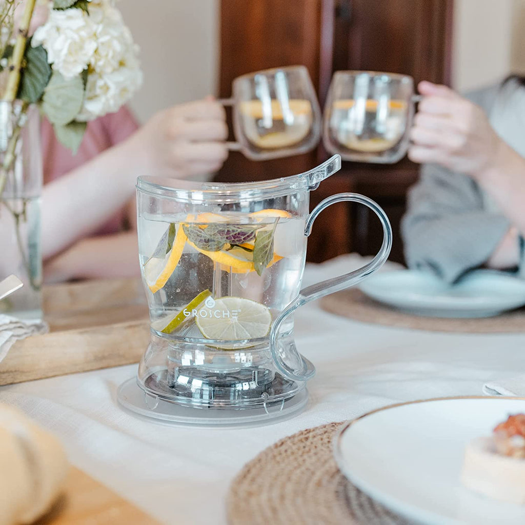 Aberdeen Tea Infuser Teapot & Smart Tea Maker - Bpa-Free, Drip-Free Design | Coaster | Easy Brew | Easy Clean Steeper - Ideal Herbal Tea Gift & Holiday Gifts for Tea Lovers, (17.7 Oz - 525 Ml)