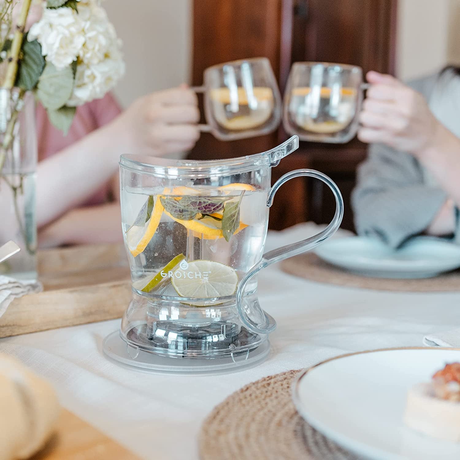 Aberdeen Tea Infuser Teapot & Smart Tea Maker - Bpa-Free, Drip-Free Design | Coaster | Easy Brew | Easy Clean Steeper - Ideal Herbal Tea Gift & Holiday Gifts for Tea Lovers, (17.7 Oz - 525 Ml)
